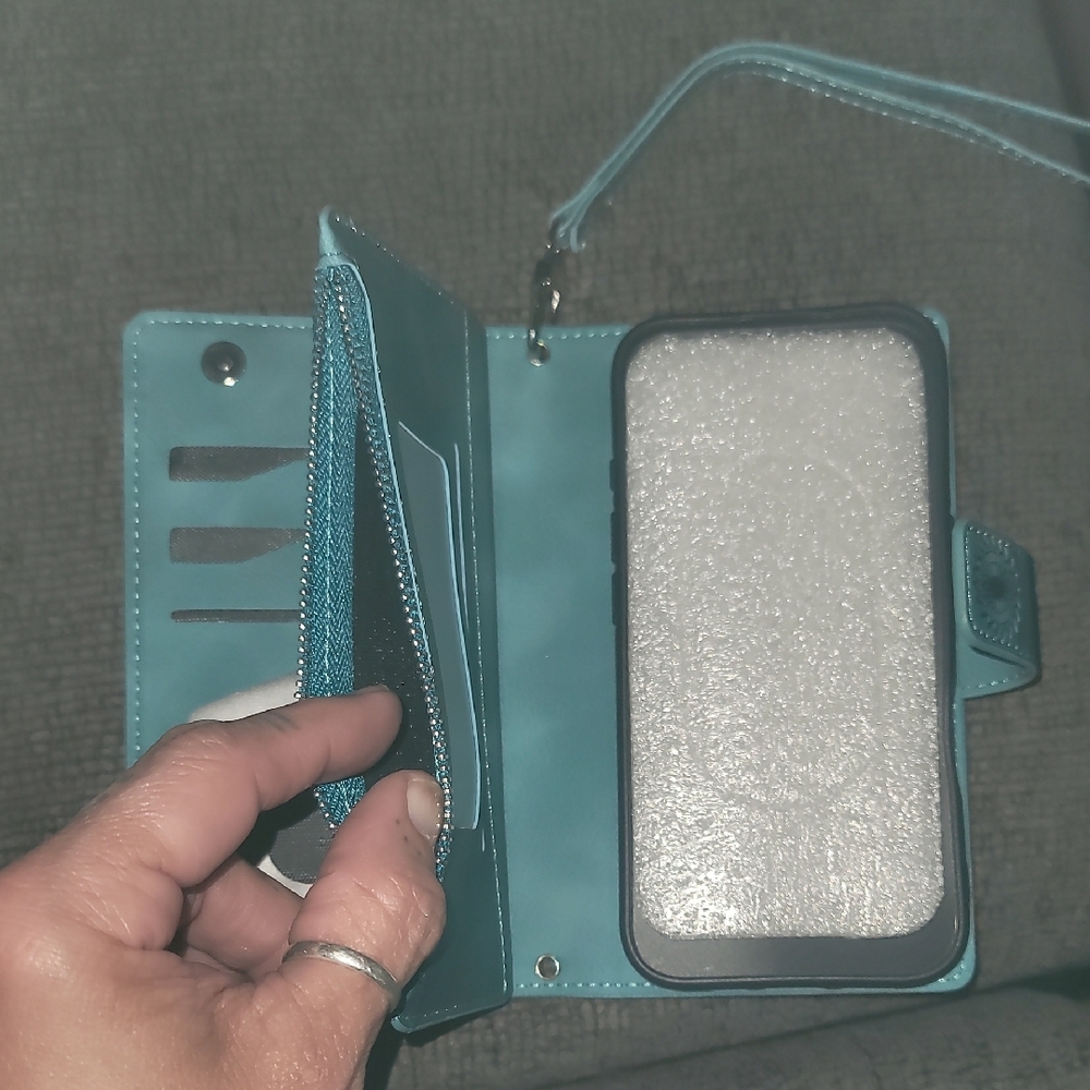 Teal Mandala Phone Wallet Case - Picture 6 of 12